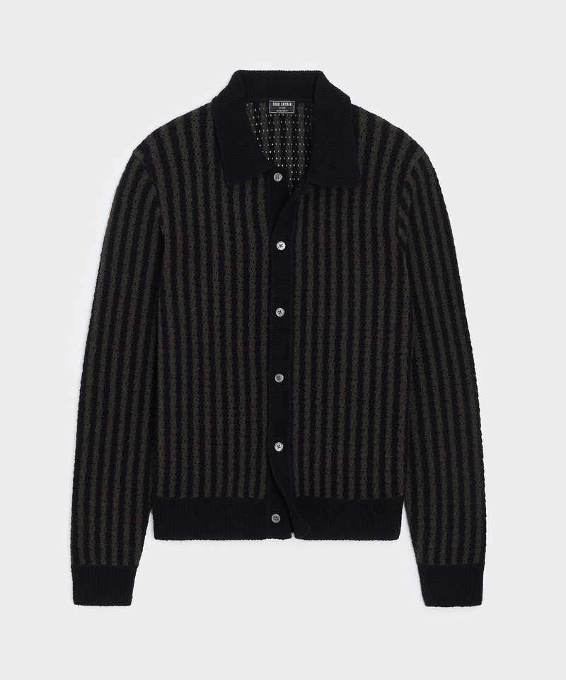 Striped Boucle Sweater Polo 1