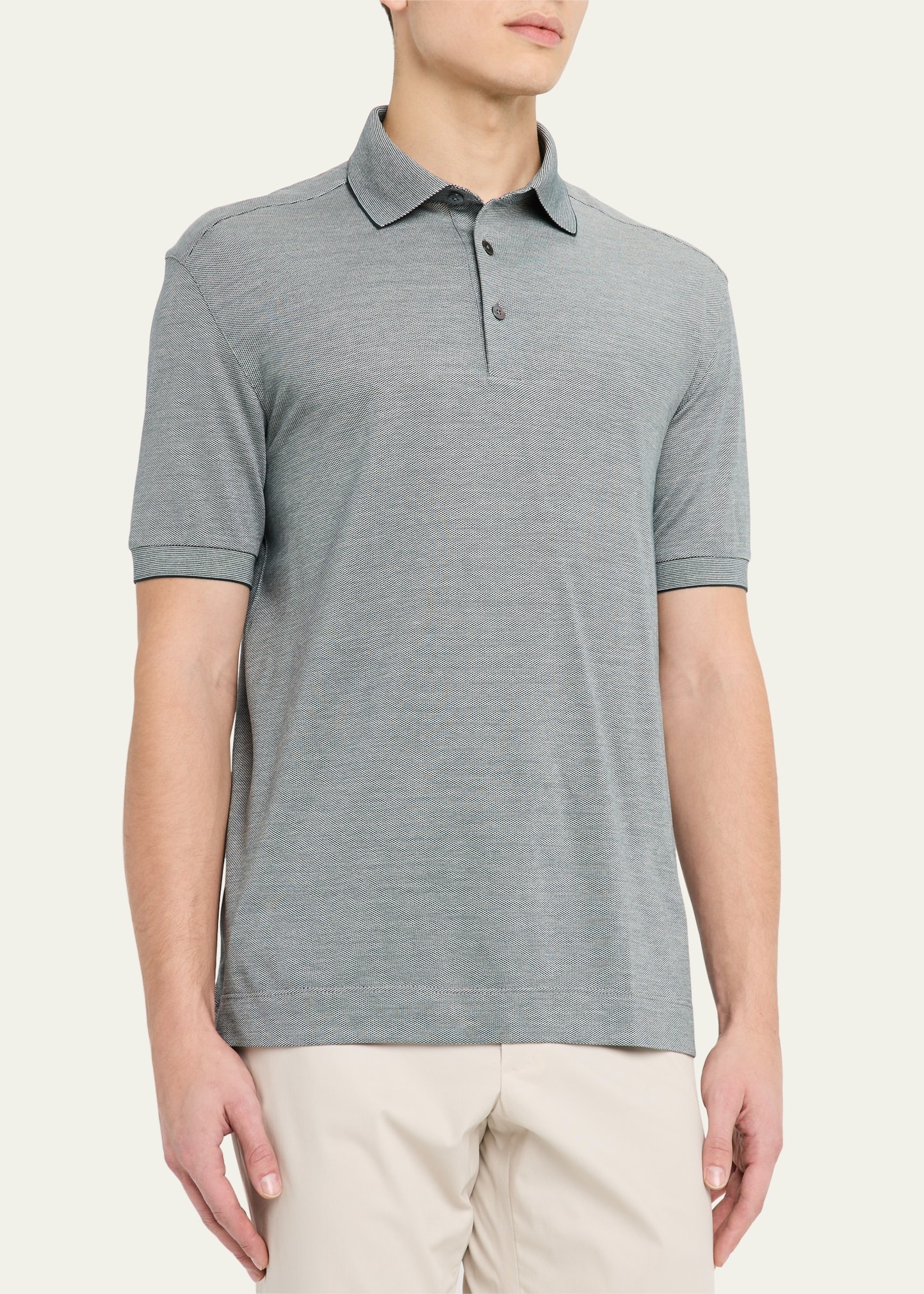 Men's Cotton and Silk Polo Shirt - 4