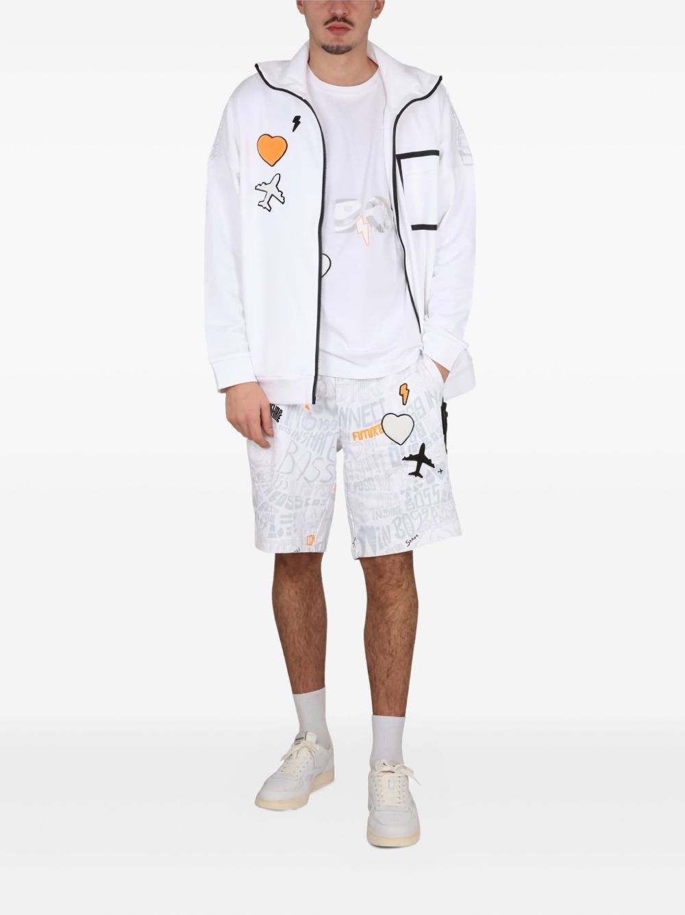 graphic-patch zip-up sweatshirt - 2