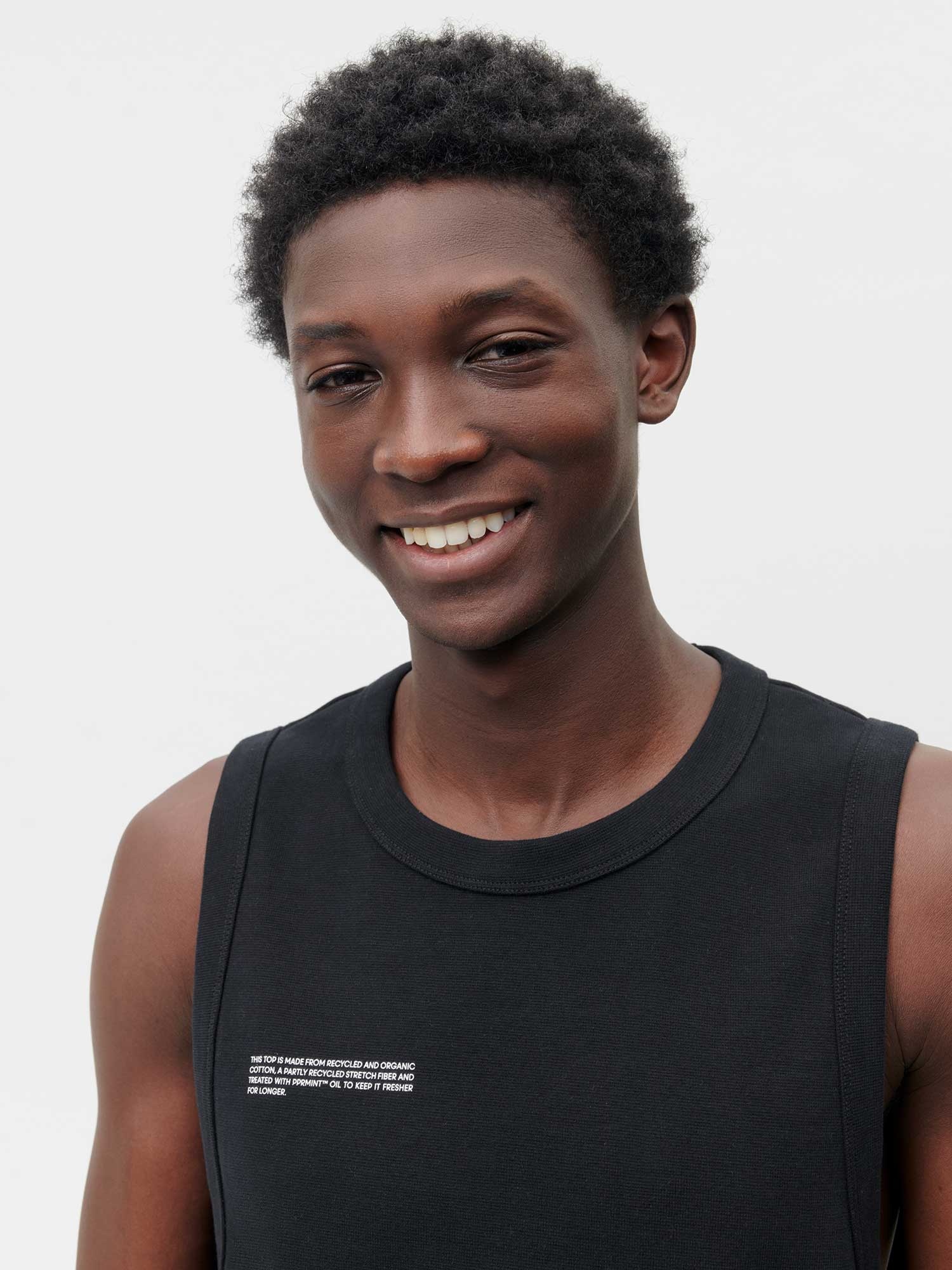 Men's Cotton Tank Top - Black - 5