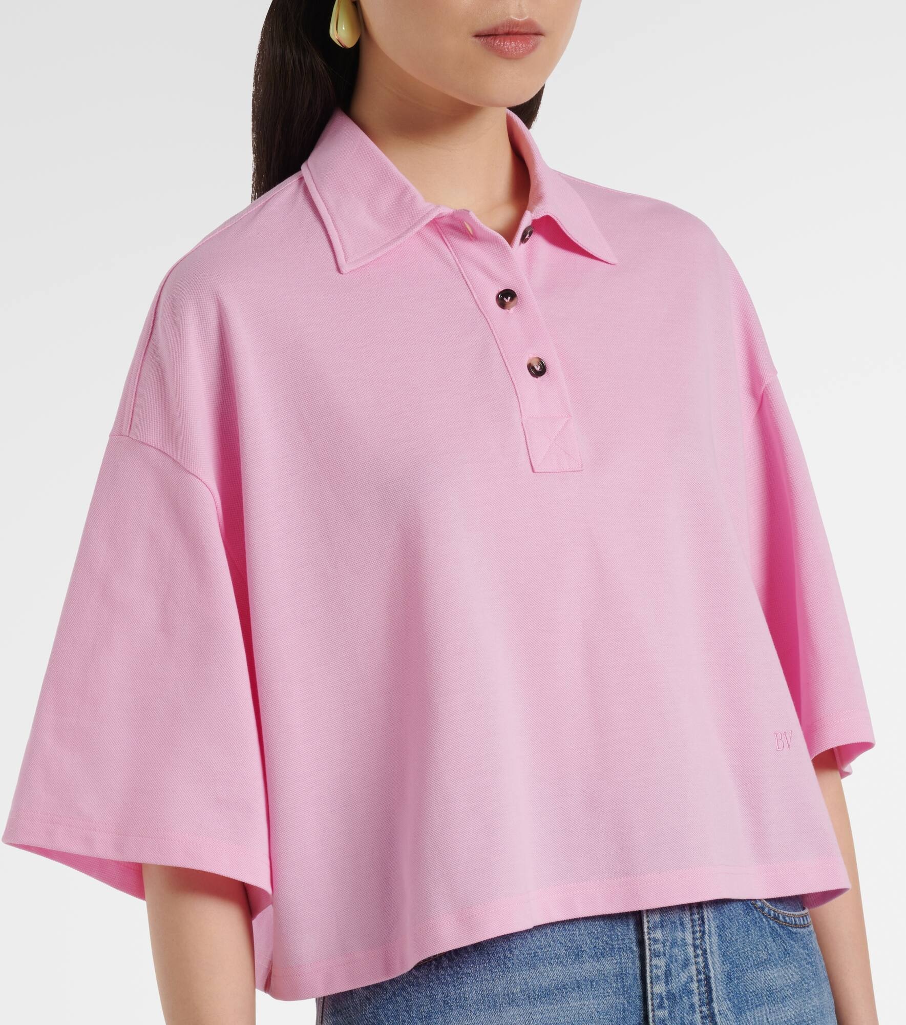 Cropped cotton polo shirt - 6