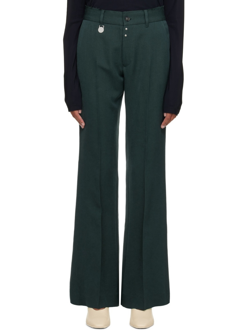 Green Raw Edge Trousers 1