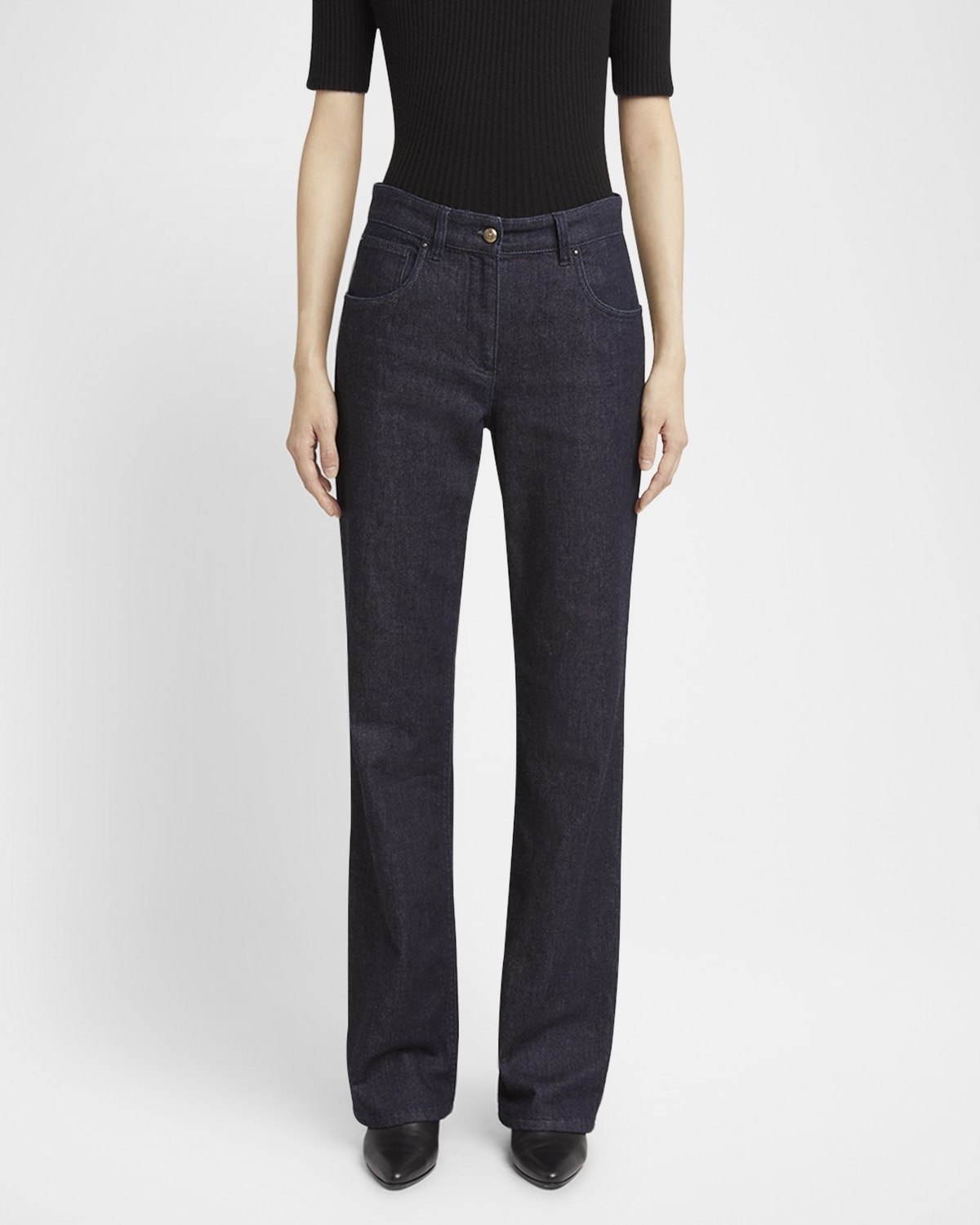 Cotton-Cashmere Denim Straight-Leg Trousers - 4