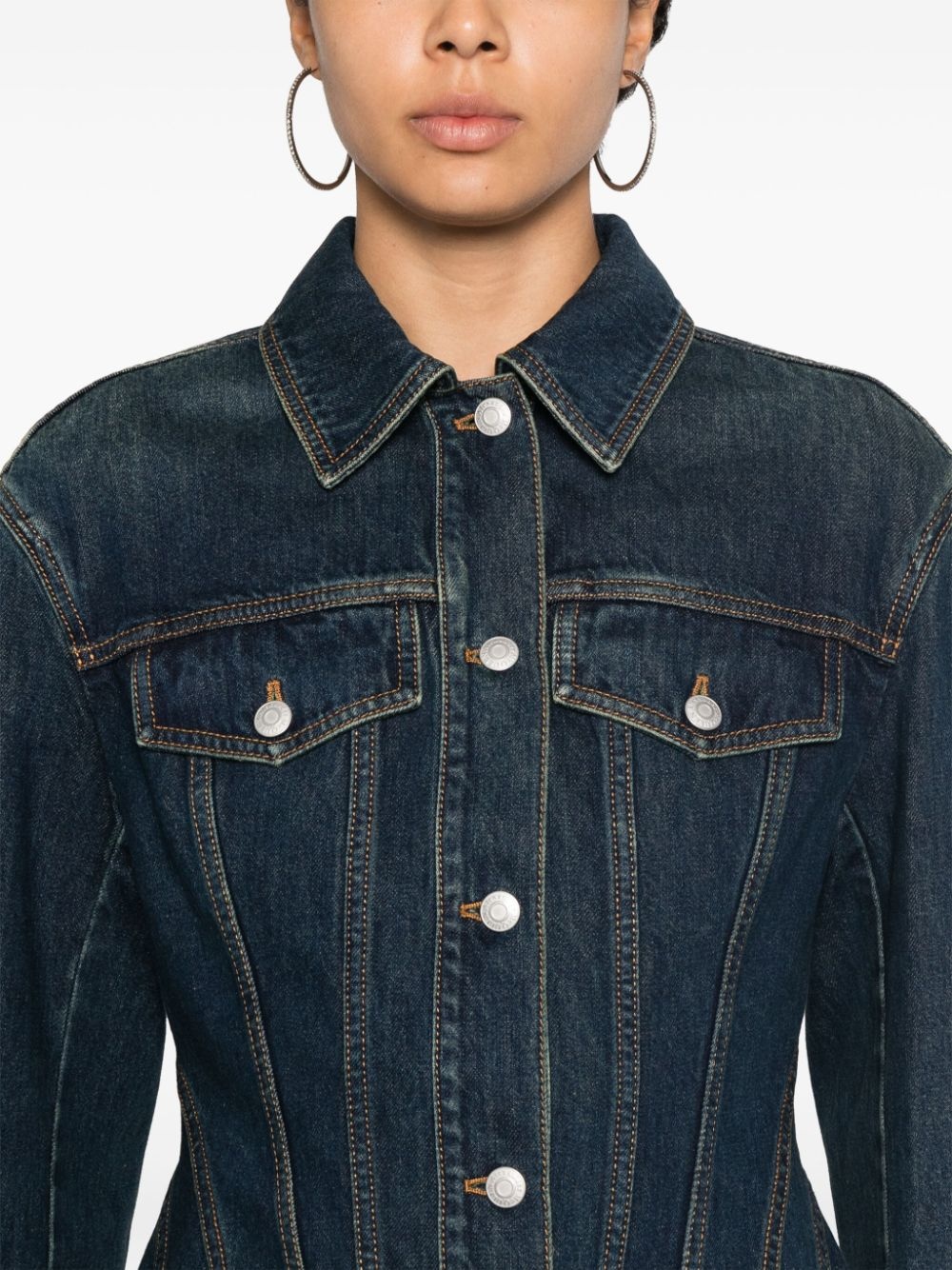 contrast-stitching cotton jacket - 5