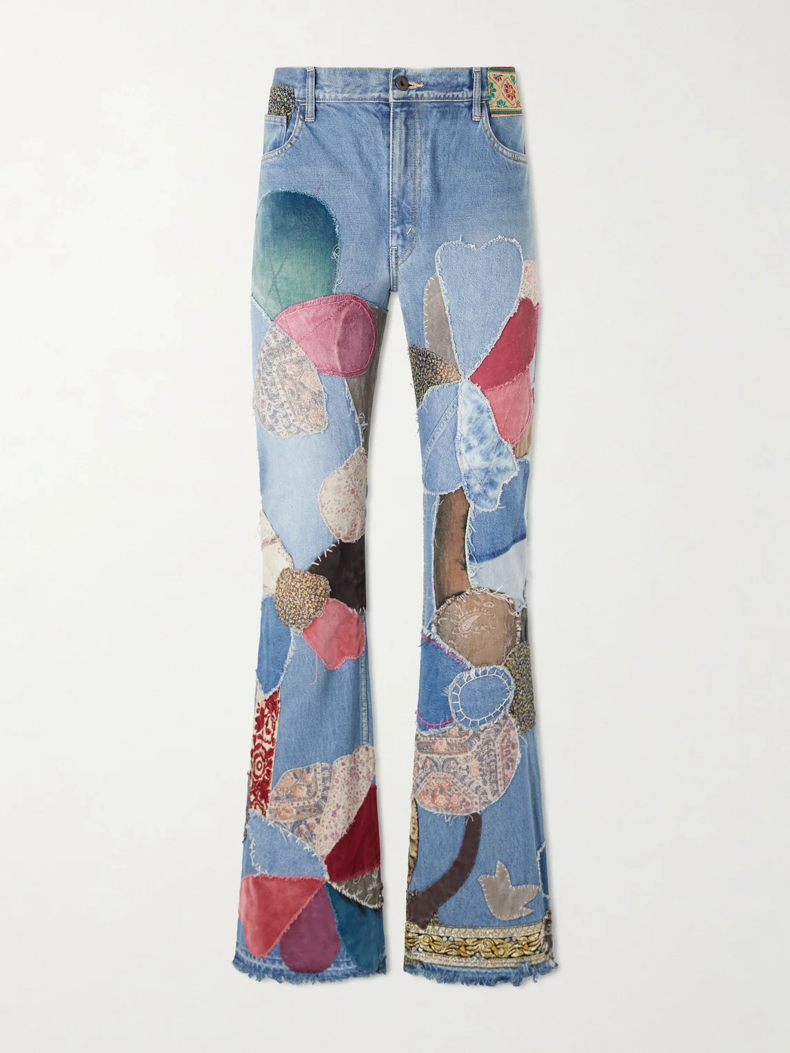 Rat Flared Patchwork Frayed Jeans - 1