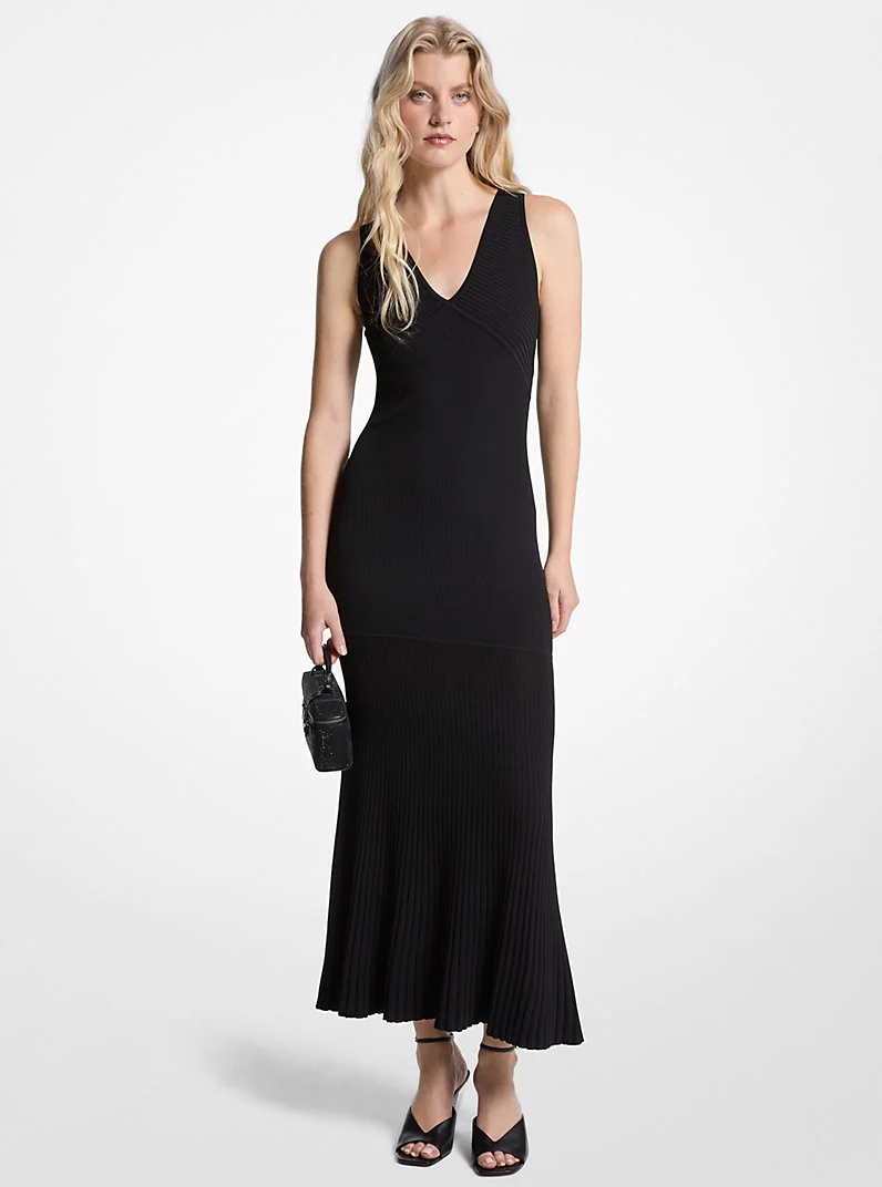 Ribbed Stretch Knit Tank Dress - 1
