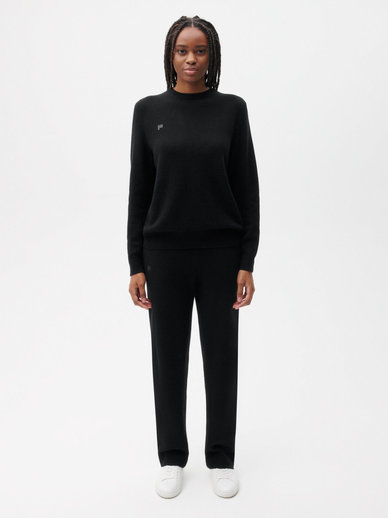 PANGAIA Archive Womens Recycled Cashmere Loose Track Pants - Black outlook