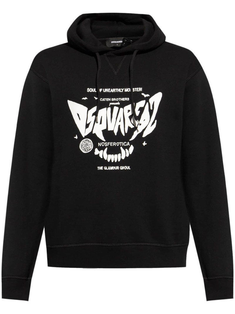 logo-print cotton hoodie - 1