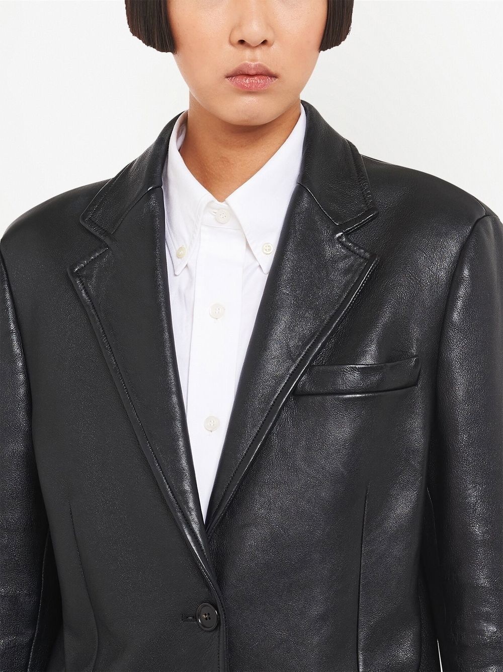 nappa leather single-breased blazer - 5