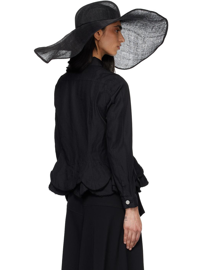 Black Sinamay Cloth Natural Straw Hat 3