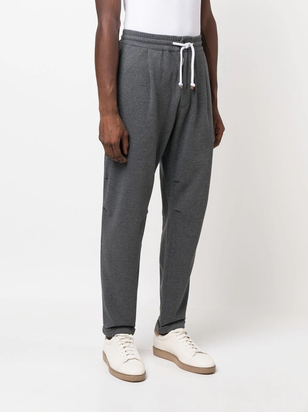 button-fastening cotton track pants - 3