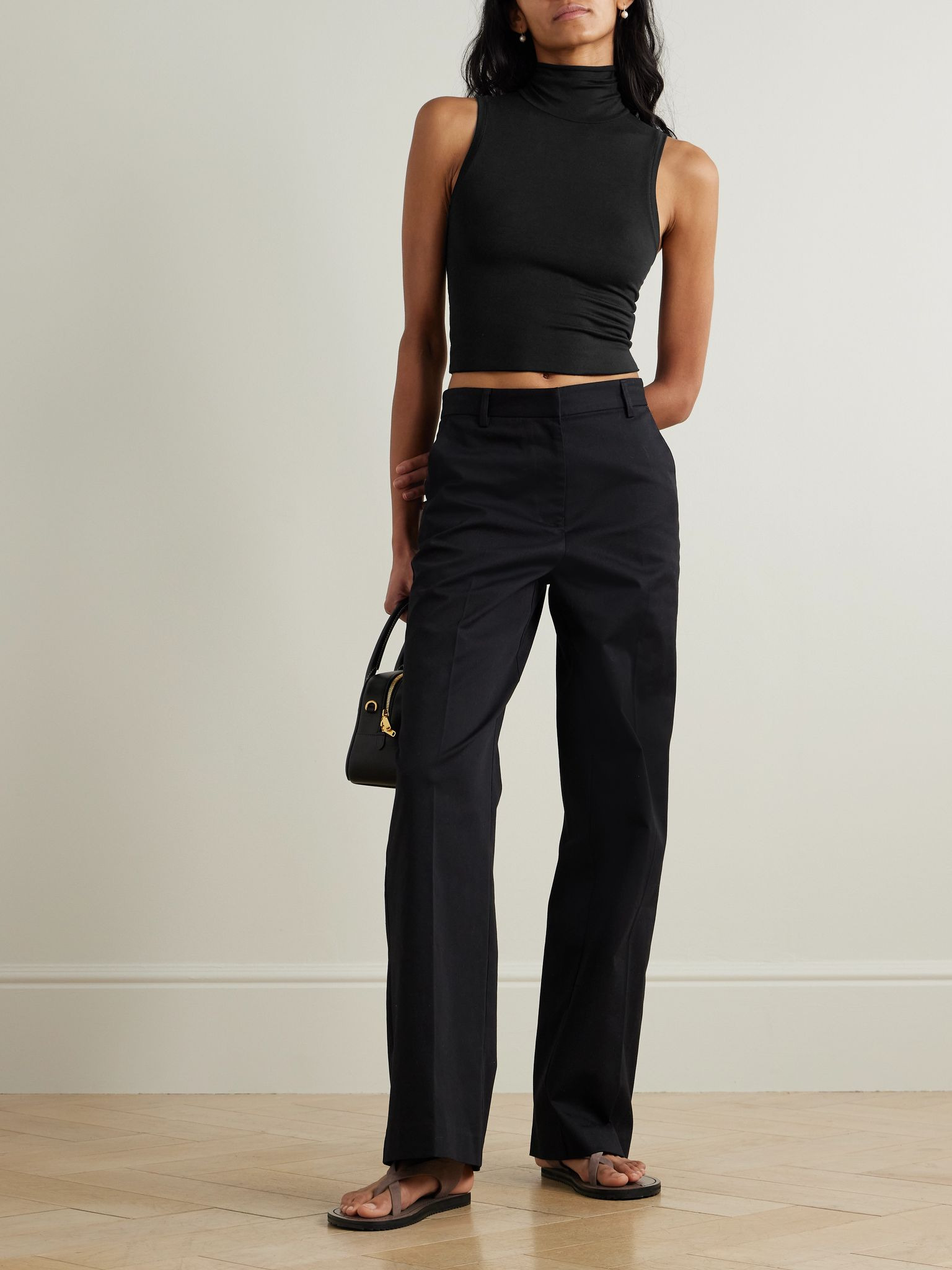 Harlow stretch-modal jersey turtleneck tank Black - 2
