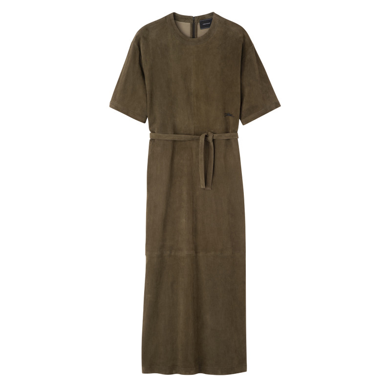 Leather long dress Khaki - Leather 1