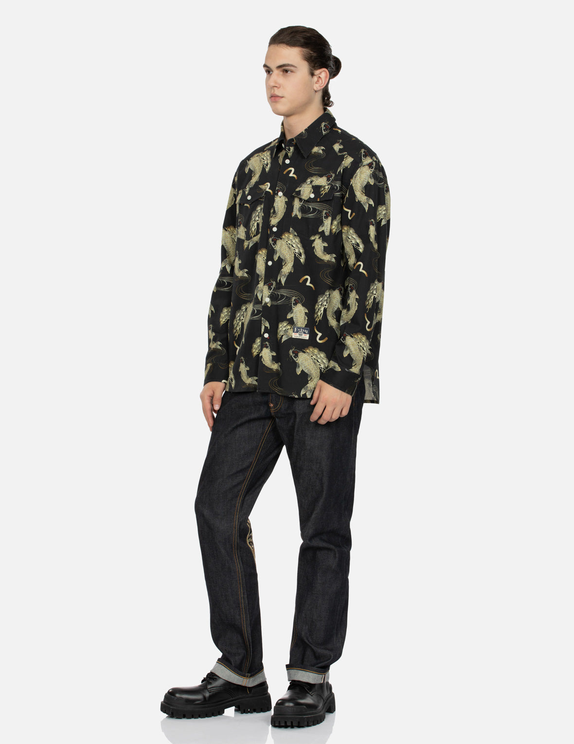 ALLOVER CARP AND SEAGULL PRINT OVERSIZED SHIRT - 3