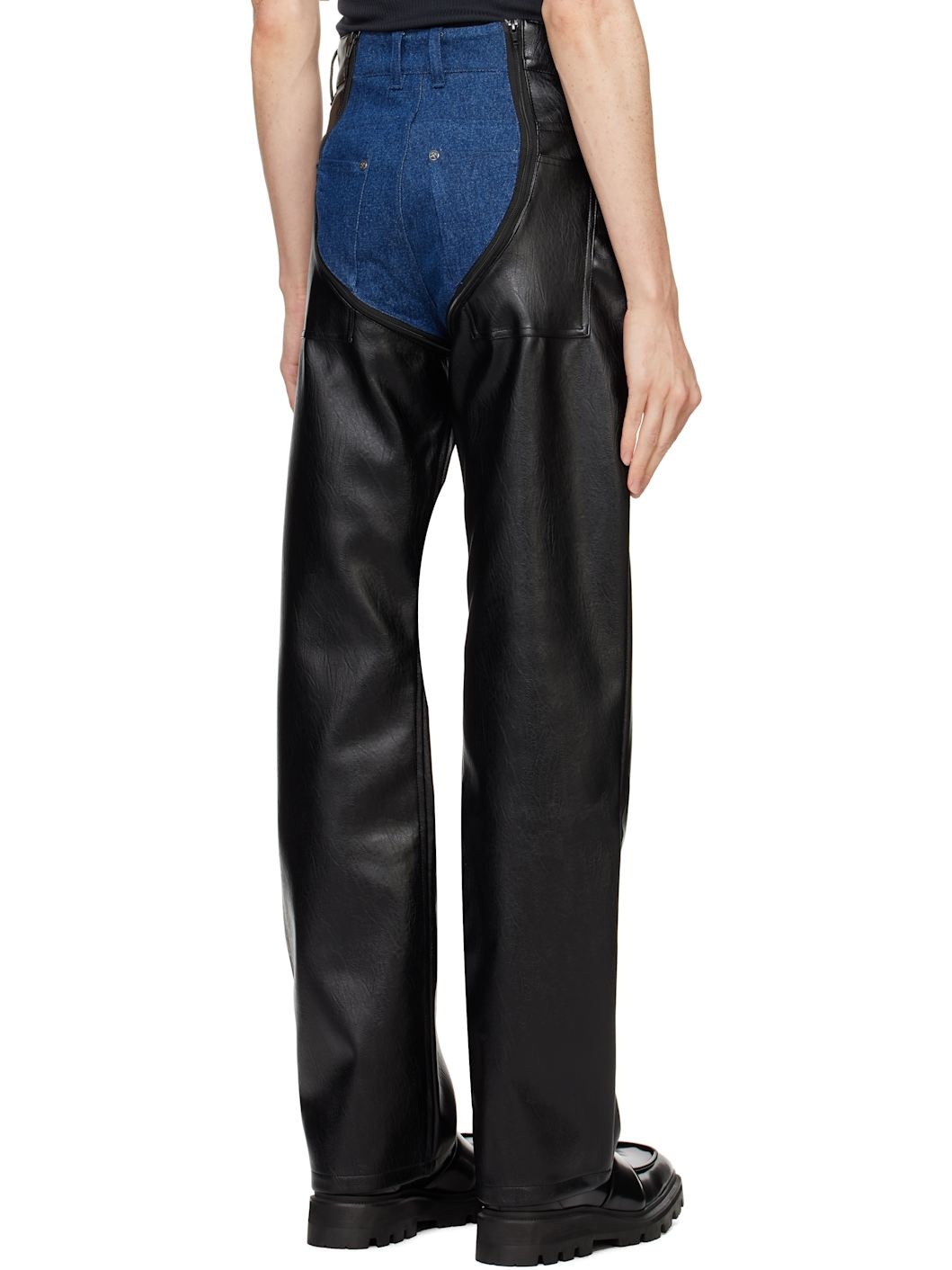 Black & Blue Lata Faux-Leather Denim Jeans - 3