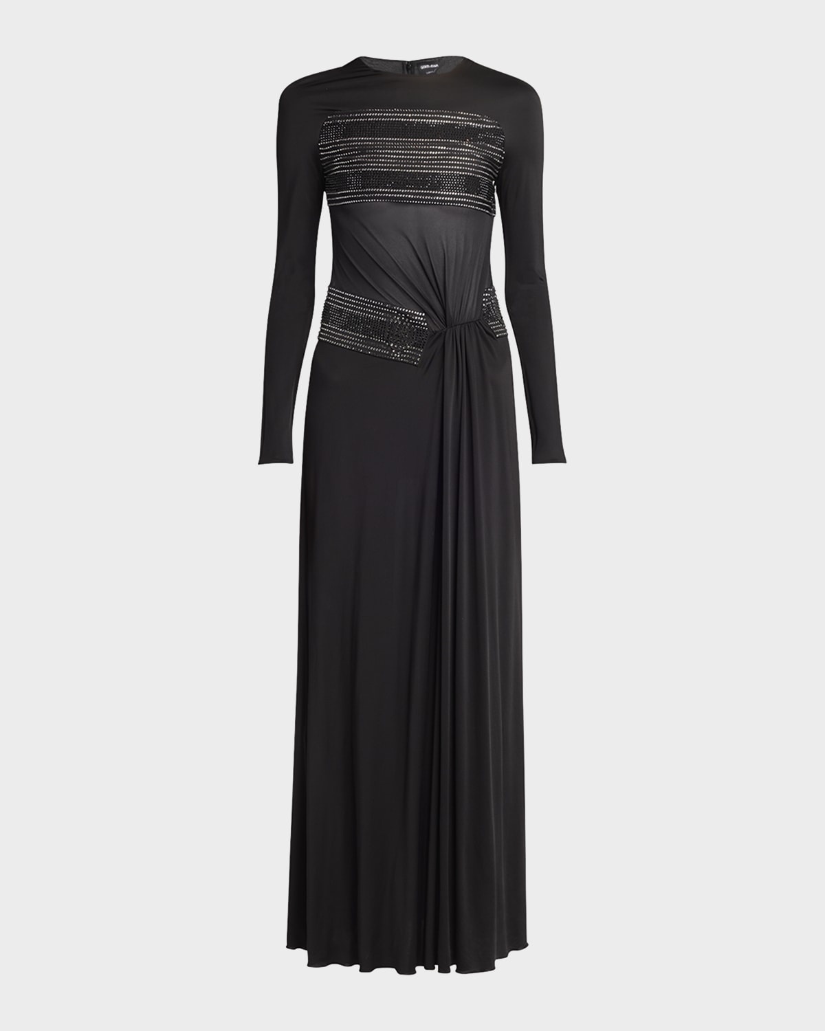 Crystal Sheer Midriff Jersey Gown - 1