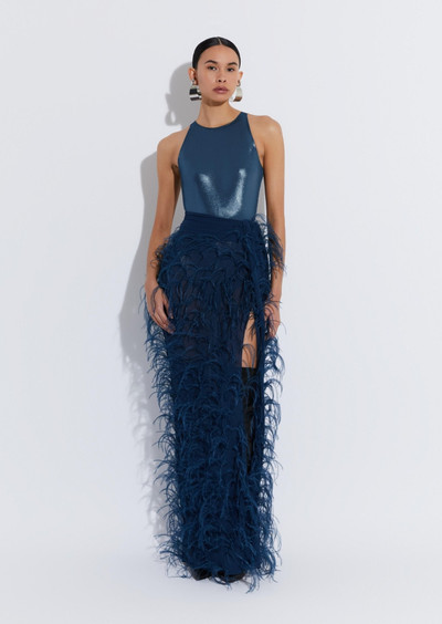 LAPOINTE Georgette Maxi Skirt With Feathers outlook