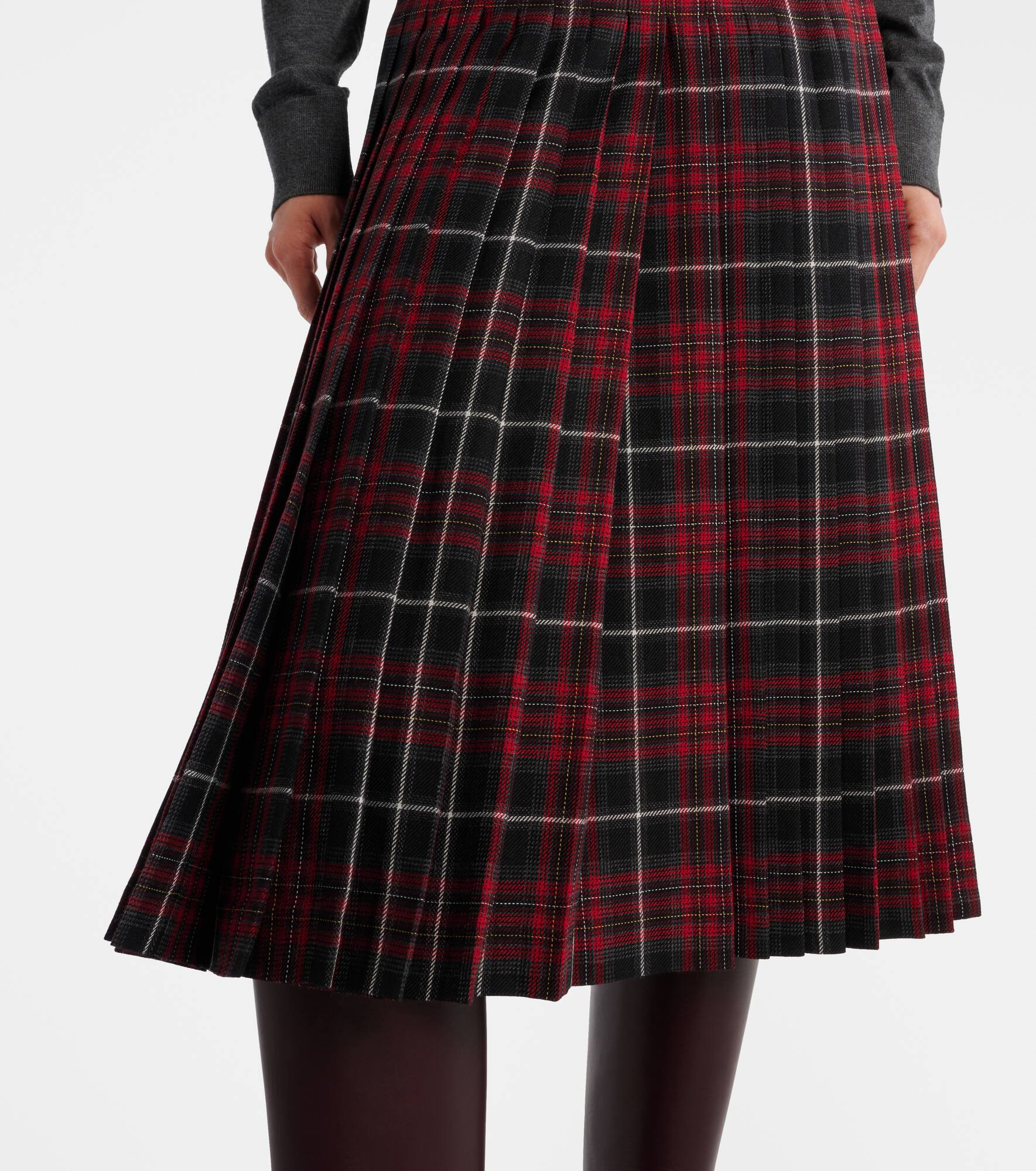Pleated plaid twill kilt - 5