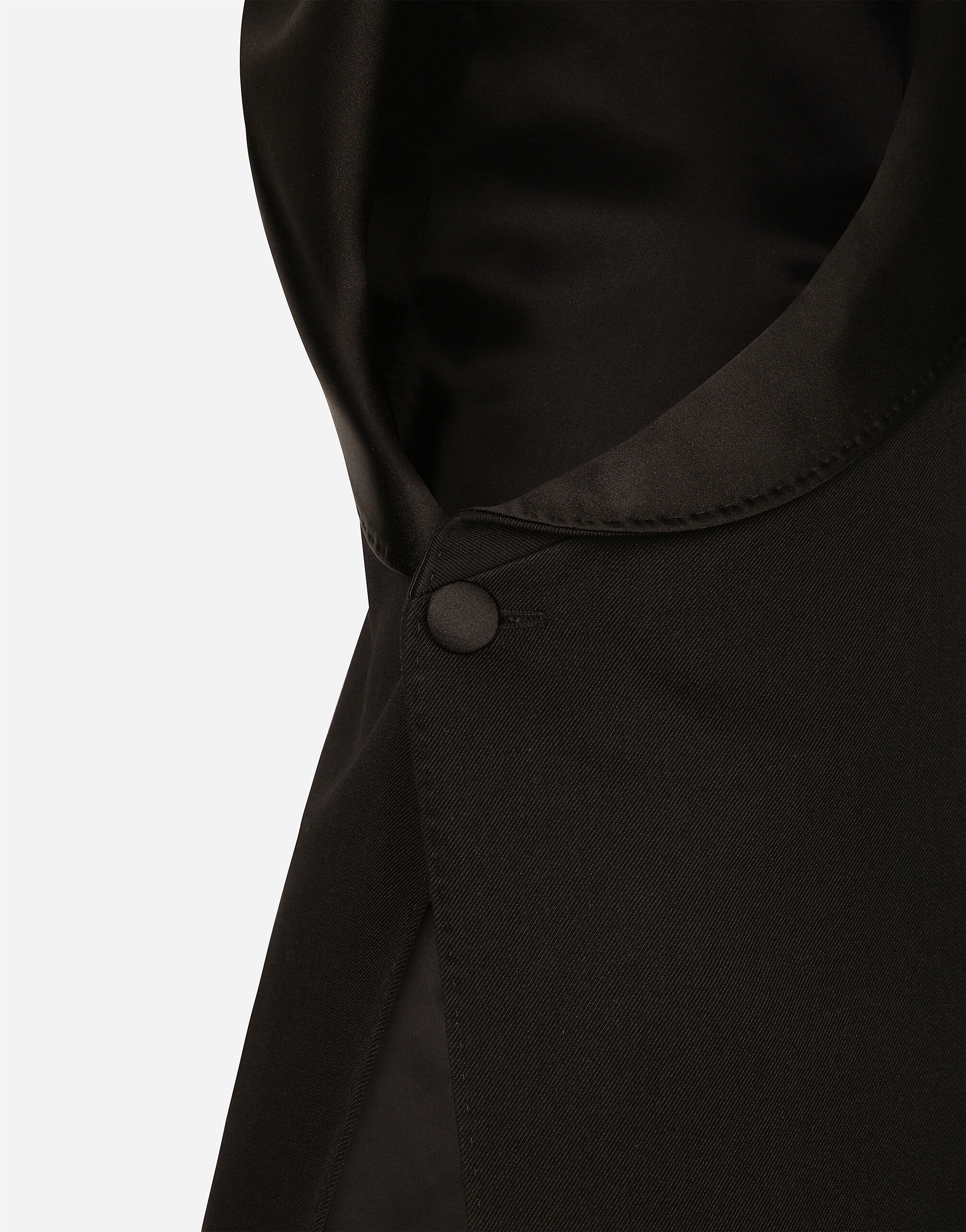 One-shoulder wool gabardine jacket - 10