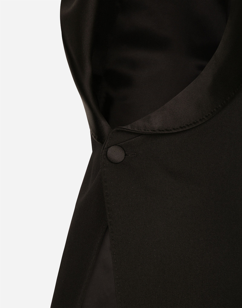 One-shoulder wool gabardine jacket 10