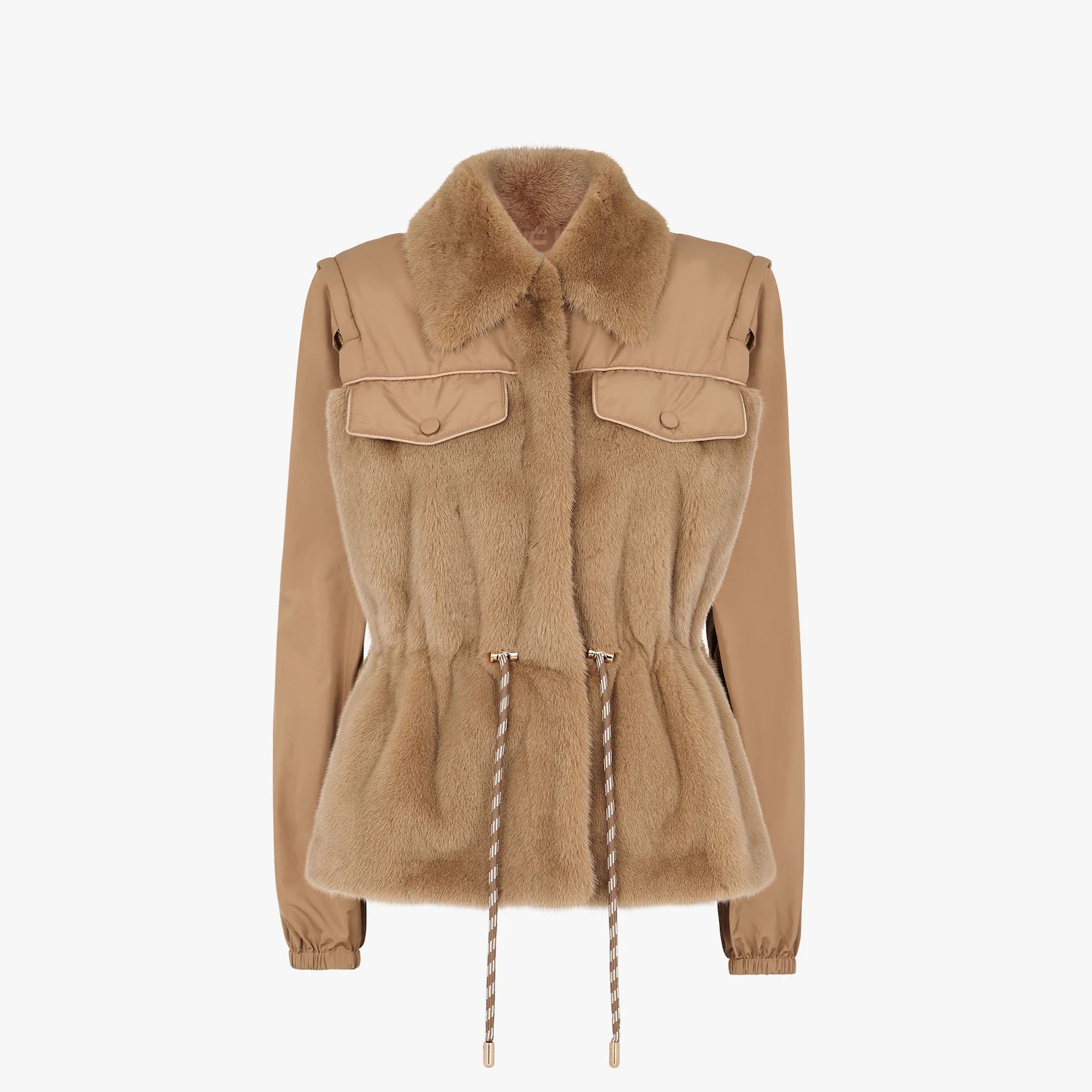 Brown mink and nylon vest - 4