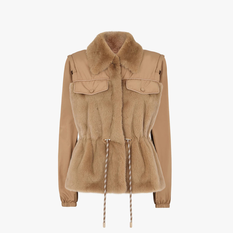 Brown mink and nylon vest 4