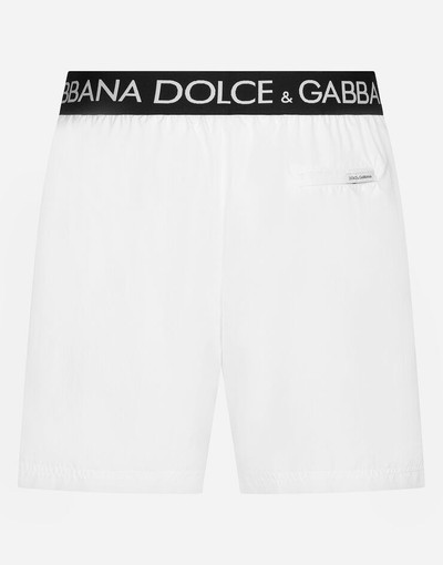 Dolce & Gabbana Mid-length swim trunks with branded stretch waistband outlook