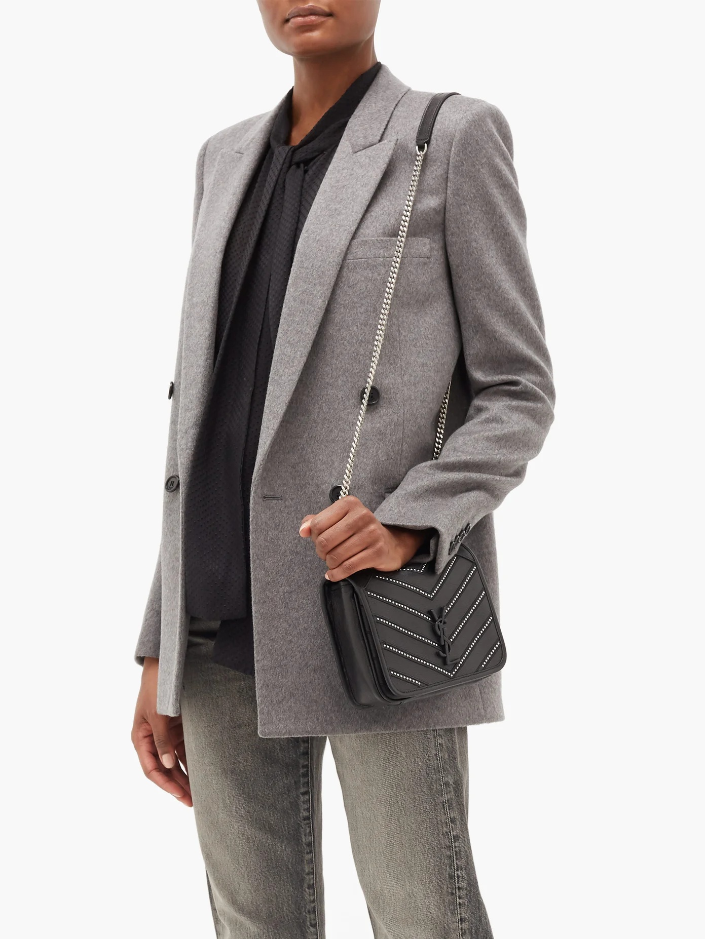 Double-breasted virgin wool and cashmere blazer - 6