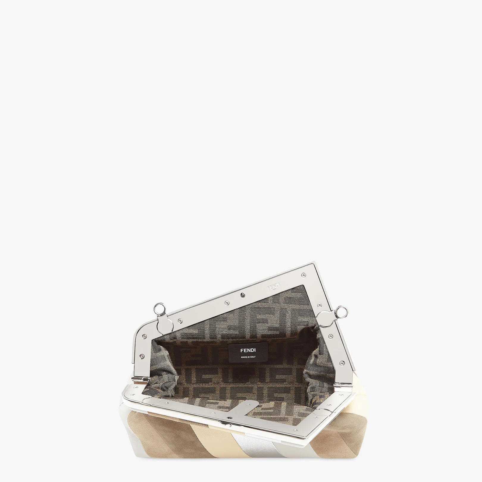 Small Fendi First bag produced by inlaying leather, laminated leather and suede by hand to create a  - 4