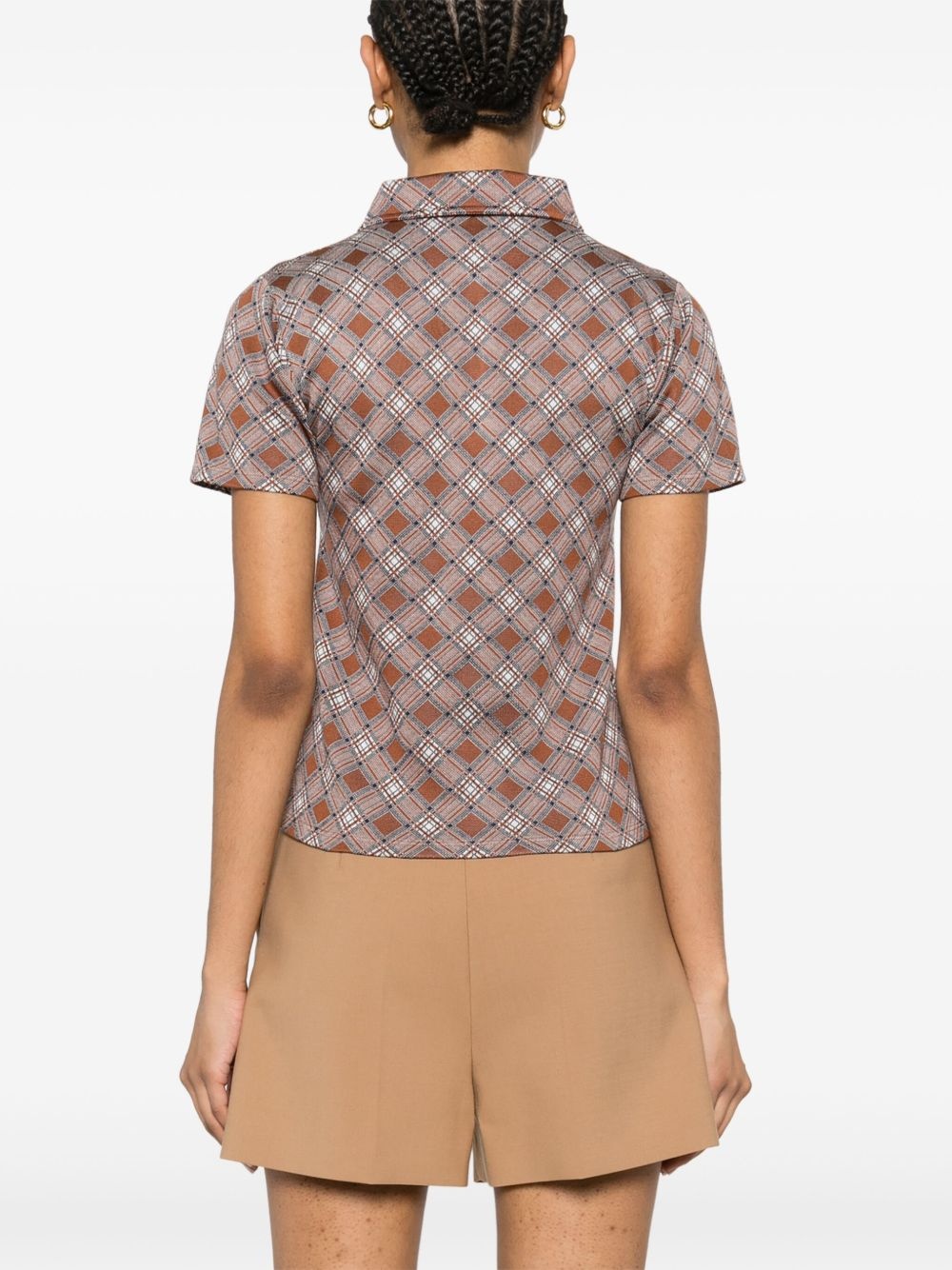 silk knitted polo top - 4