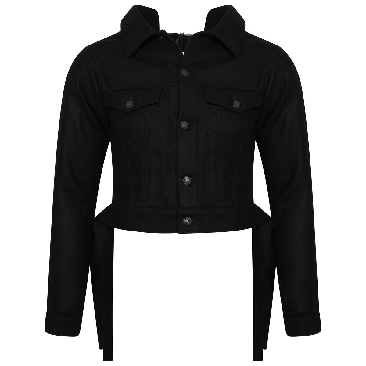 Wool Trucker Jacket in Black - 1