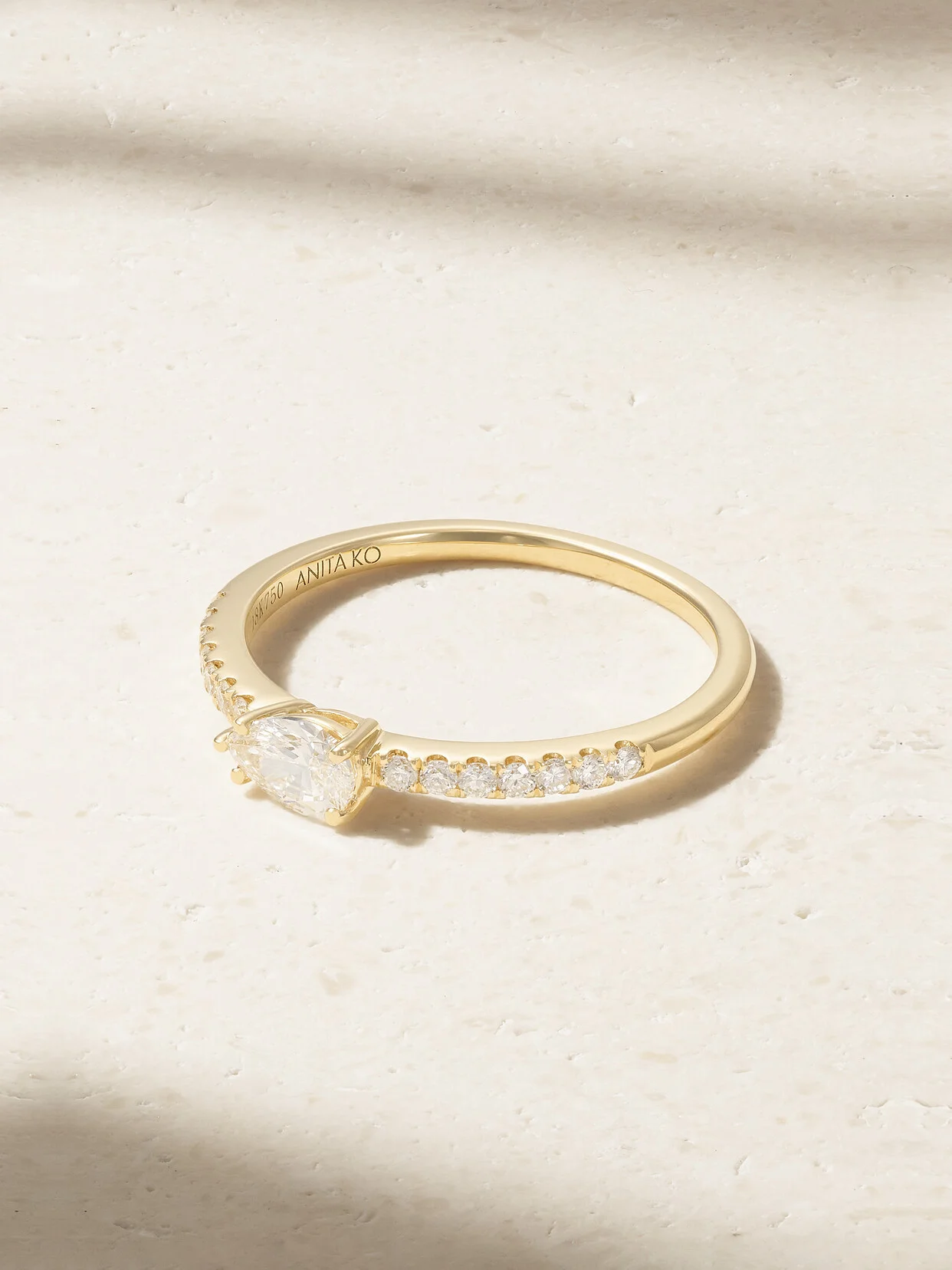 Sideways Pear 18-karat Gold Diamond Ring - 1
