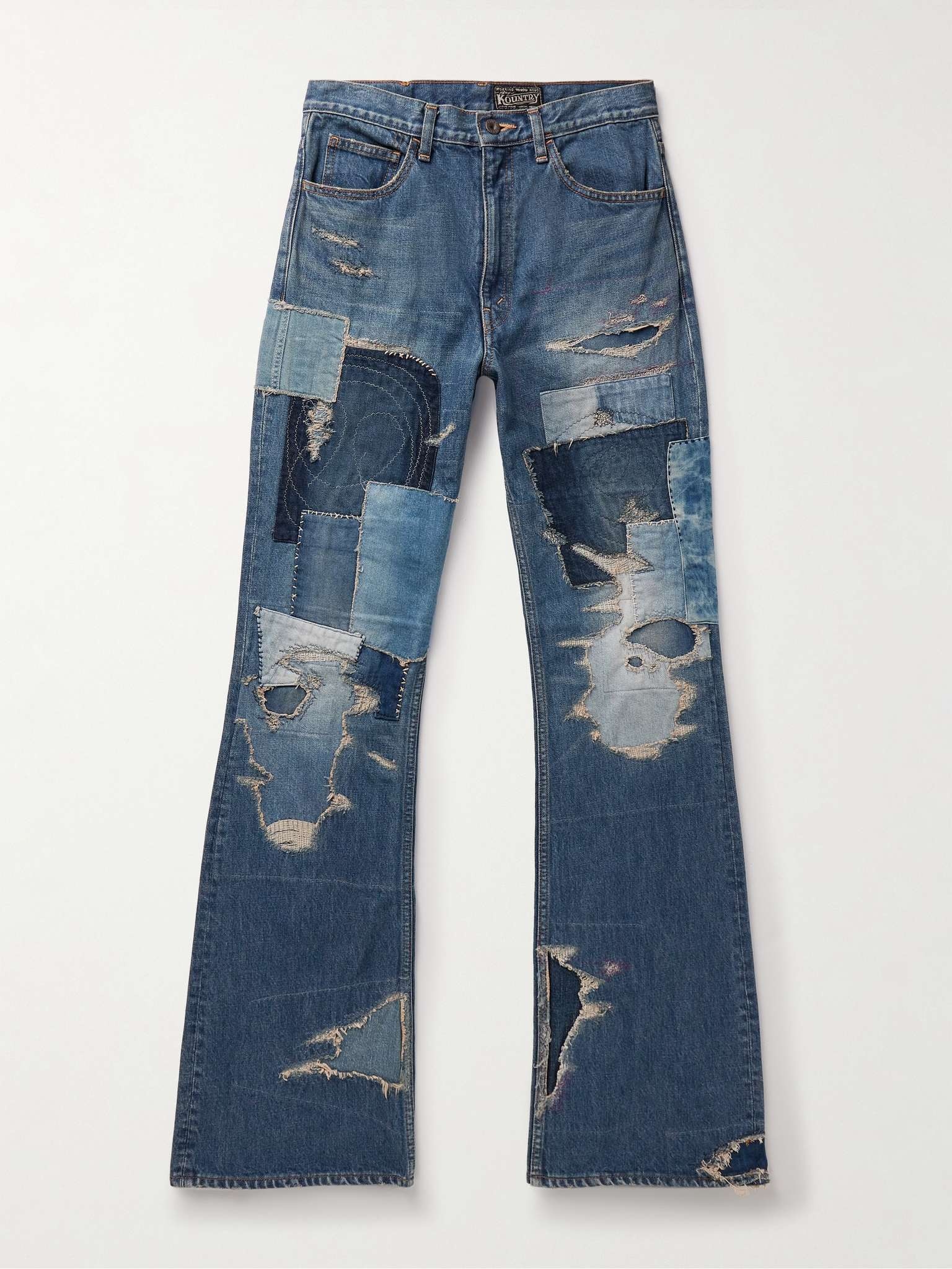 Crazy Dixie Flared Distressed Patchwork Jeans - 1