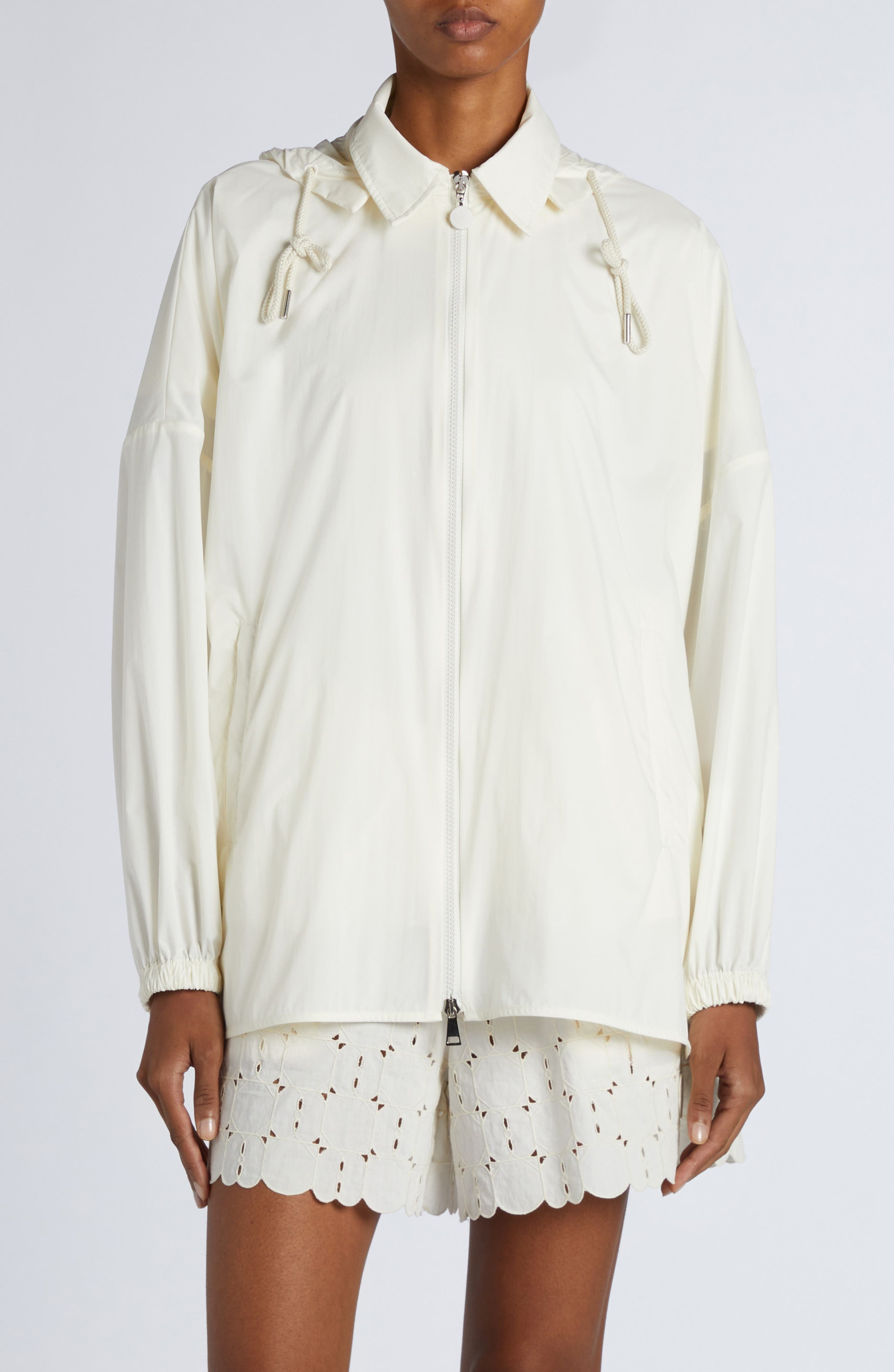 Moncler Hooded Shirt Jacket in White at Nordstrom - 1