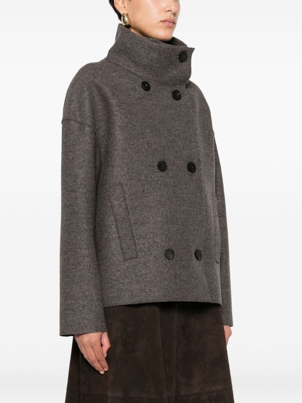 double-breasted funnel-collar jacket - 3