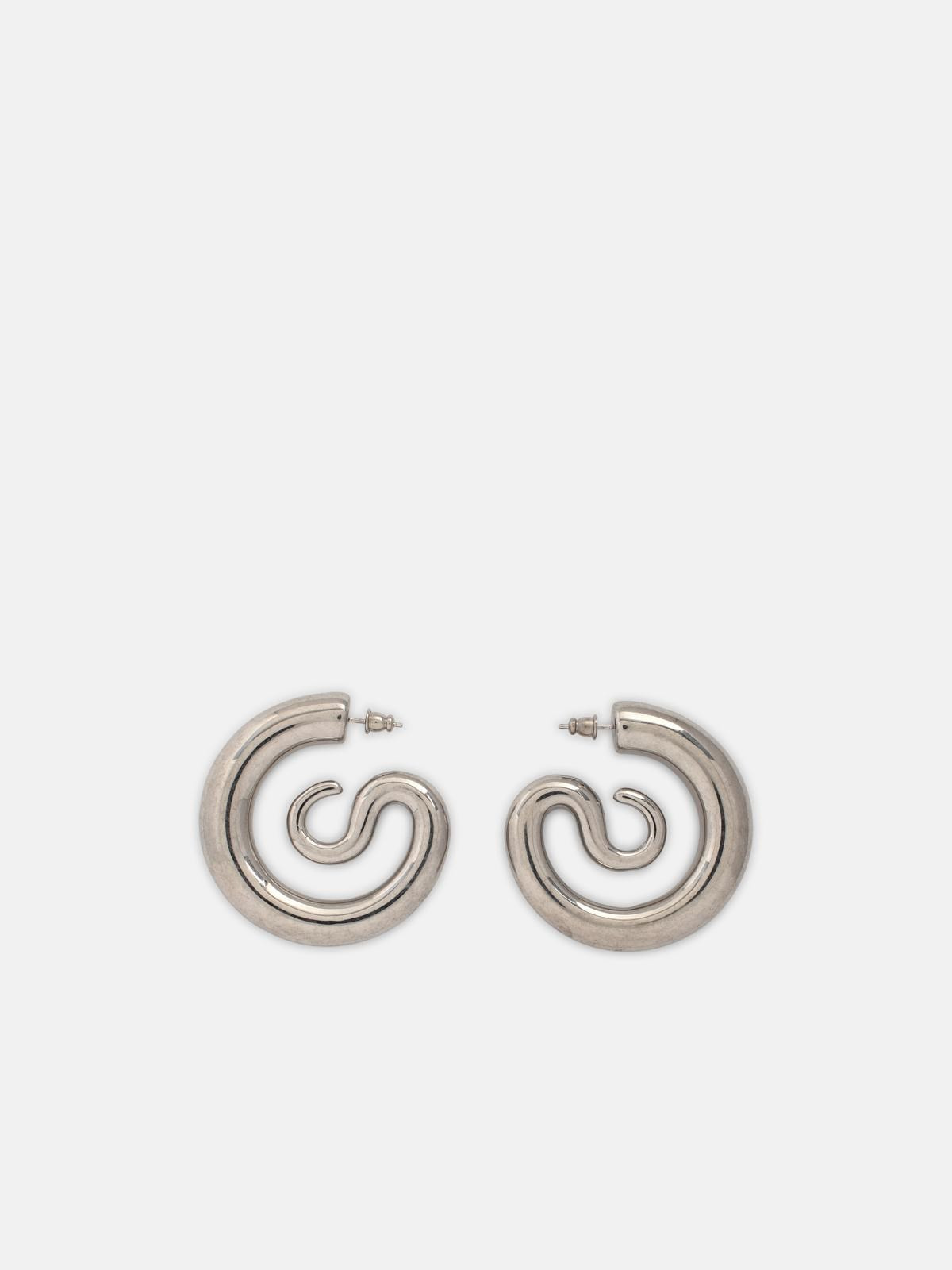 SILVER 'SERPENT HOOPS MEDIUM' EARRINGS - 1