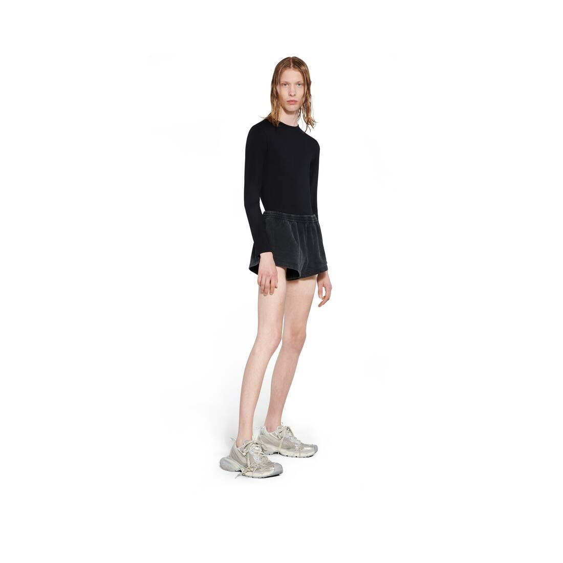 Running Shorts in Black Faded - 2