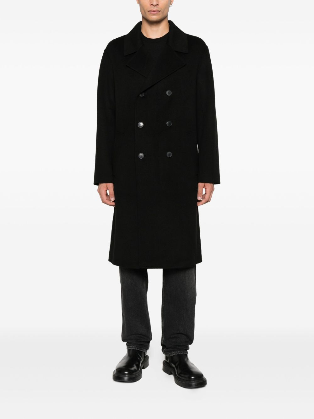 double-breasted patch-pockets coat - 2