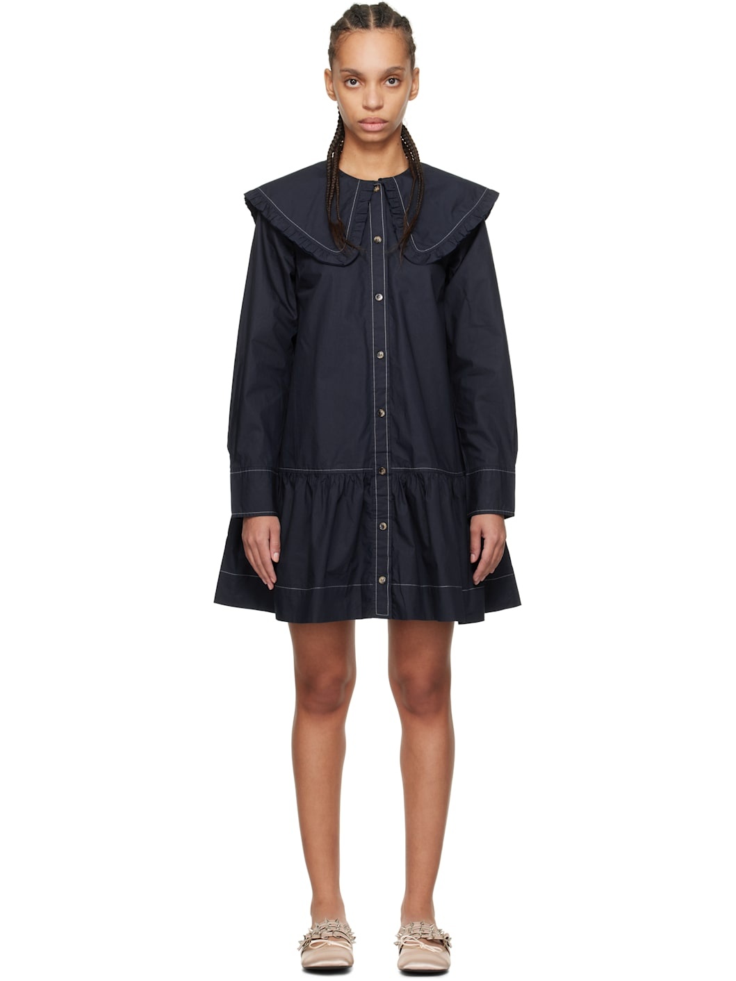Navy Shirt Minidress - 1