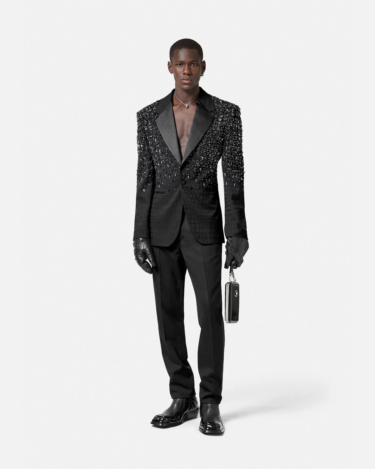 Crystal Croc-Effect Jacquard Blazer - 2