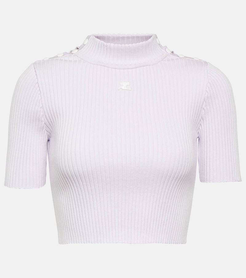 Logo ribbed-knit crop top - 1