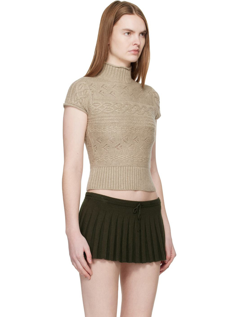 Taupe Vivienne Short Sleeve Cable Turtleneck 2