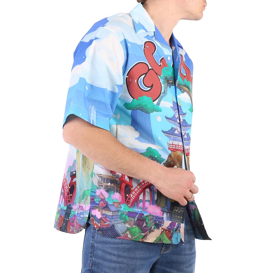 GCDS Men's One Piece Land Of Wano Graphic Bowling Shirt - 4