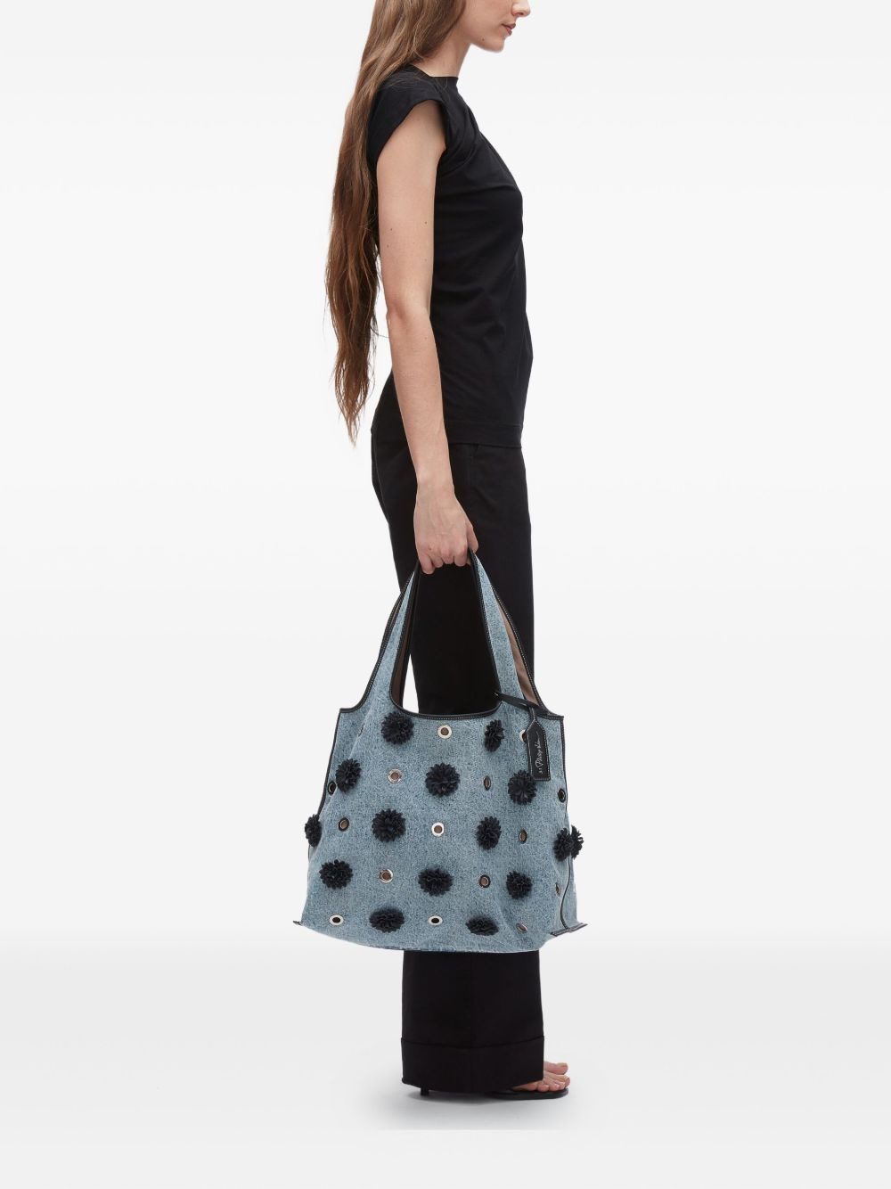 pom-pom eyelet tote bag - 2