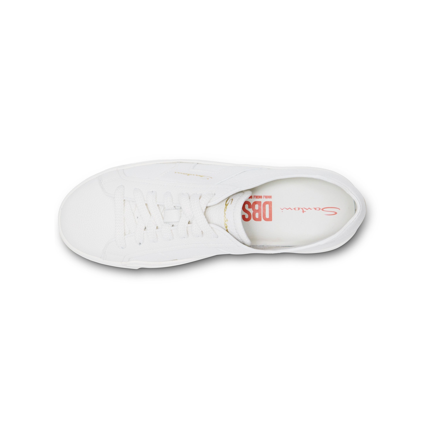 Women's white tumbled leather Double Buckle Sneaker - 5