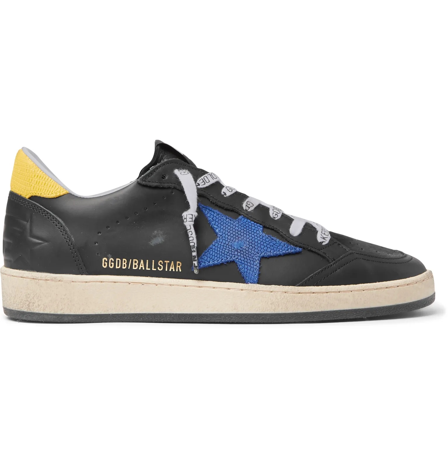 Ball Star Distressed Lizard-Effect Leather Sneakers - 1