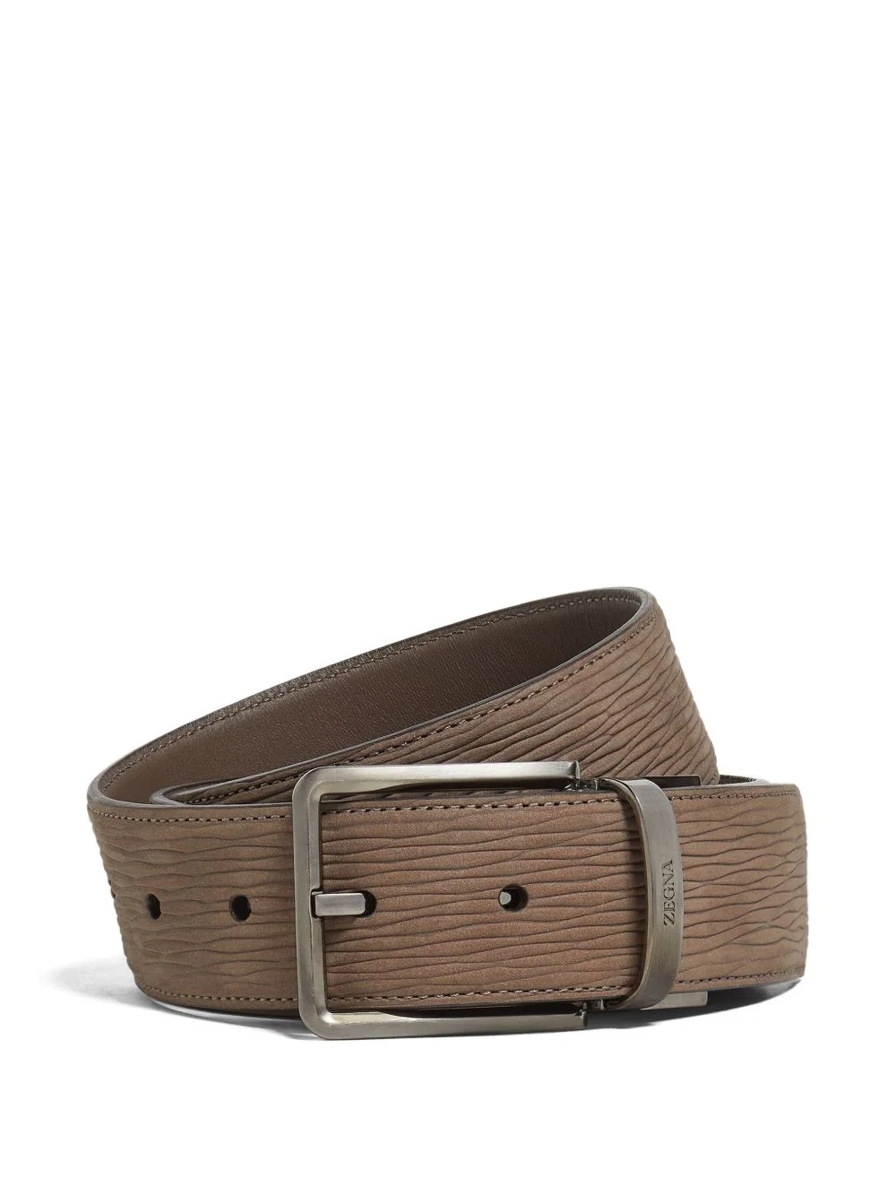 leather textured-buckle belt - 1