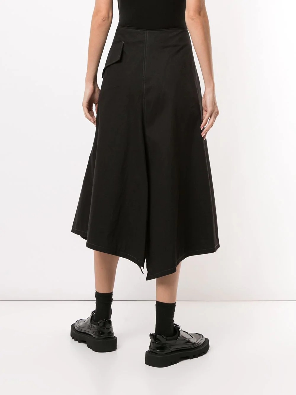 buckle-side asymmetric midi skirt - 4