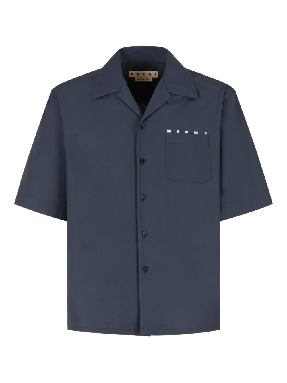 MARNI - Men Hidden Logo Organic Poplin Bowling Shirt - 5