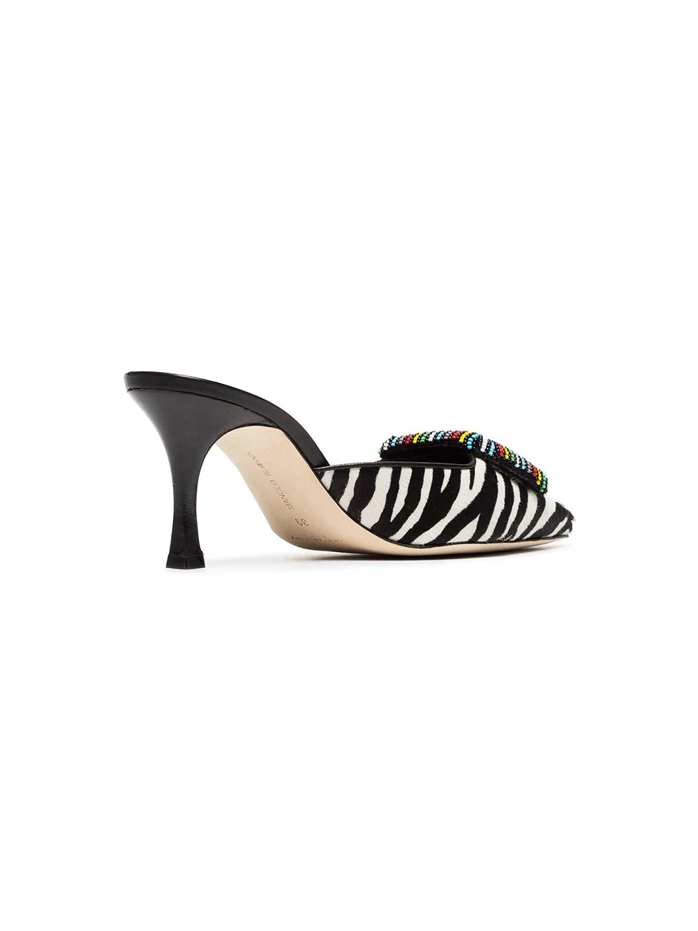 black and white Mafrisa 70 zebra ponyskin mules - 4